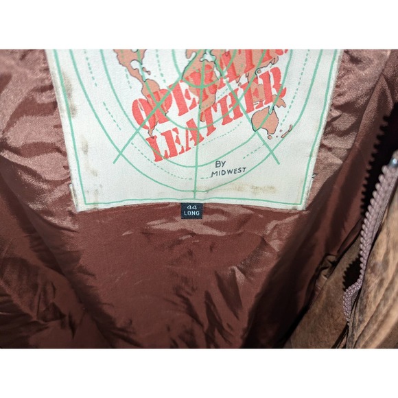 Vintage Countdown to Zero 44 Long Men size L Leather Bomber Jacket Light Brown - Picture 7 of 11